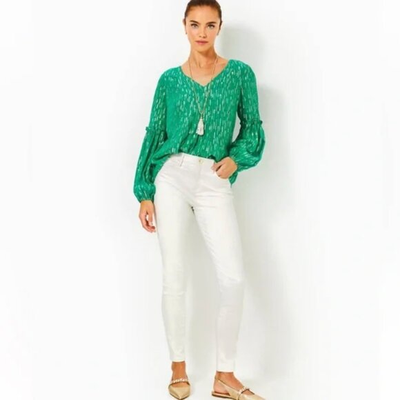 Lilly Pulitzer Denim - Lilly Pulitzer Eagan High Rise Skinny Jean in Coconut Metallic Size 8